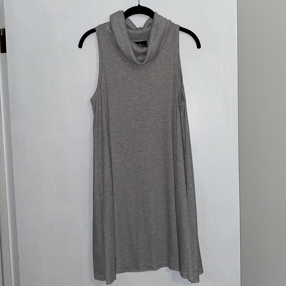 Gray Cowl Neck Tunic Dress - S